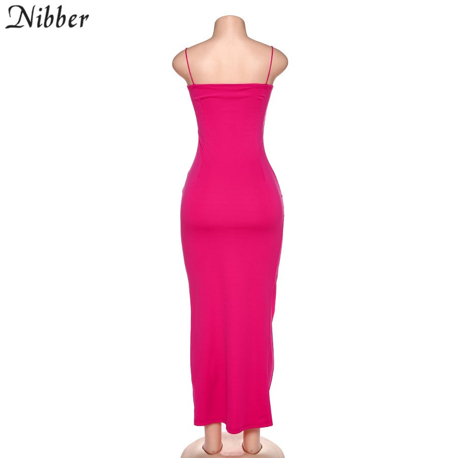 Nibber red black New year christmas party long dresses women spring Basic bodyco