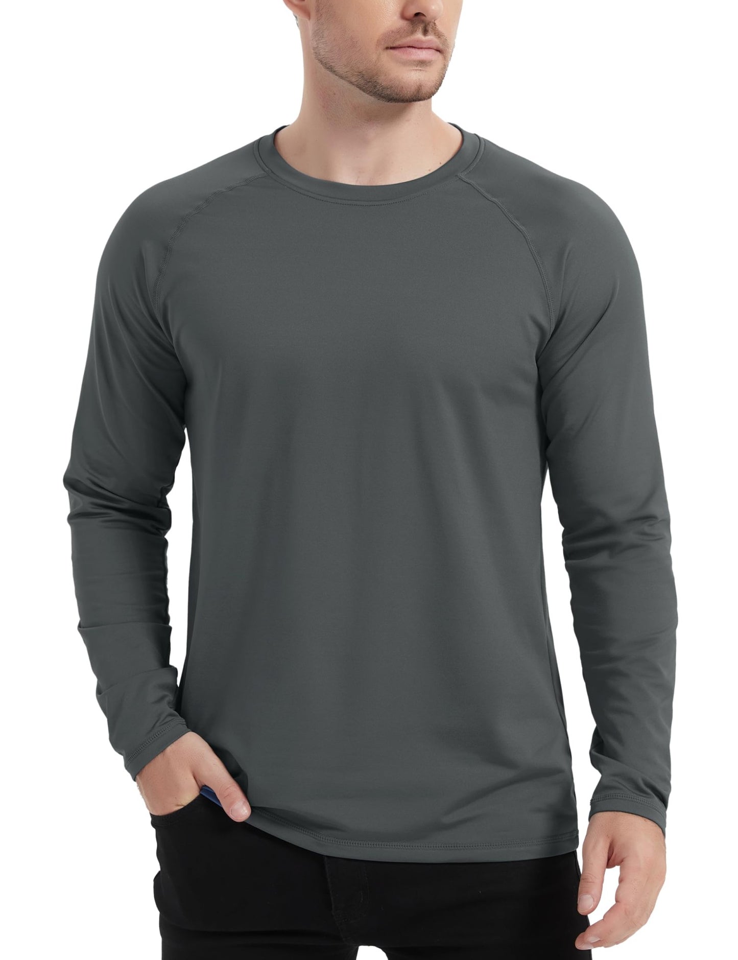 TACVASEN Fleece Lined T-shirts Mens Thermal Long Sleeve T Shirts Winter Autumn Athletic Workout Base Layer Pullover Tops Male