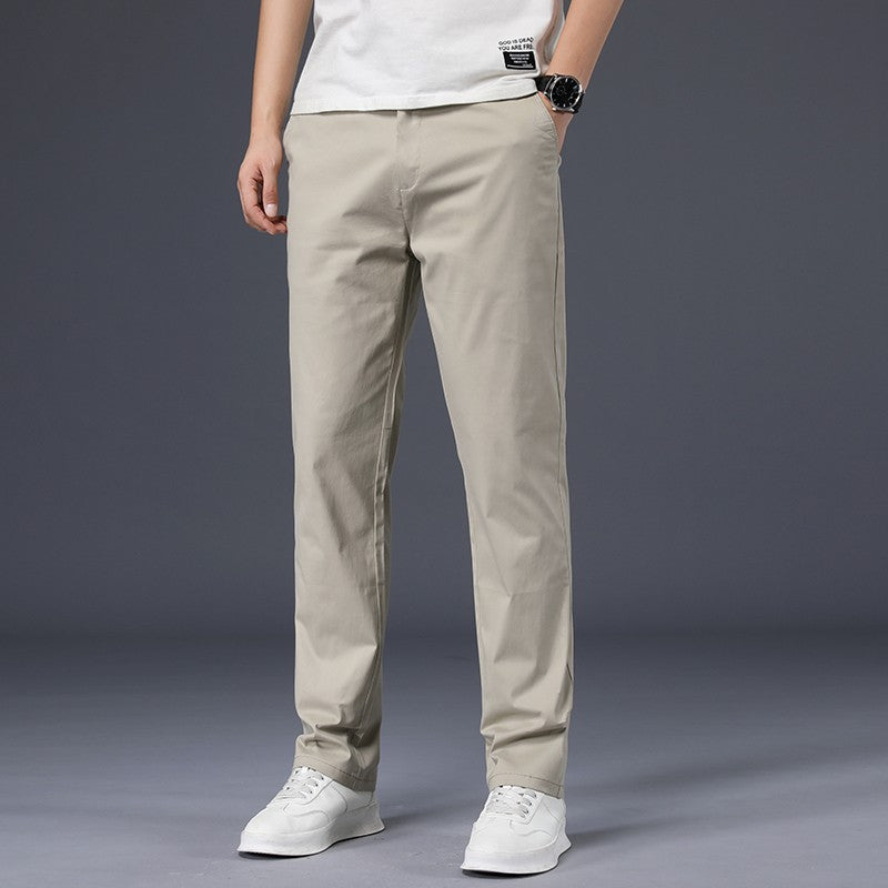 Mens Pants Cotton Casual Stretch male trousers man long Straight High Quality 4 color Plus size pant suit 42 44 46