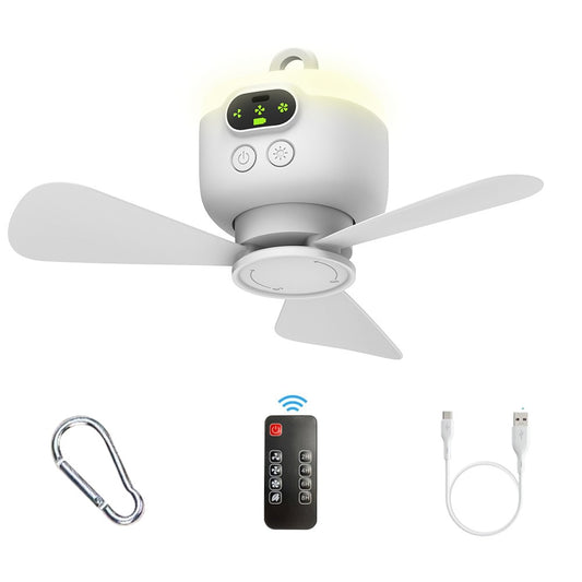 Ceiling Fan Portable Camping Tent Ceiling Canopy Fan 8000mah Rechargeable Wireless Fan Air Circulators with Remote Control Light