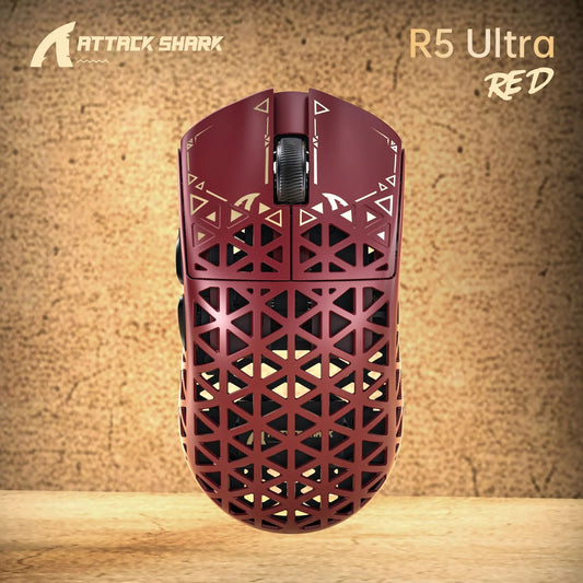 ATTACK SHARK R5 Ultra Wireless Gaming Mouse 39g Lightweight Carbon Fiber 8K Polling PAW3950MAX 42000 DPI Tri-Mode Esports Mouse