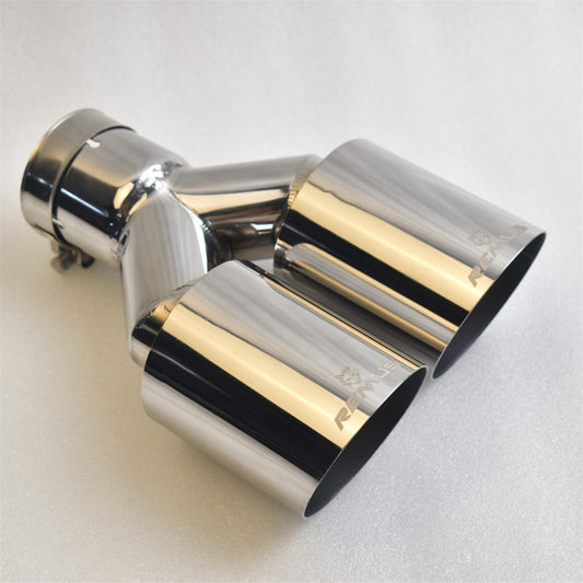 REMUS Dual Exhaust Tip 3 Inch Inlet 3" outlet 9.5" Long Tail Pipe Double Wall Polished 304 Stainless Steel