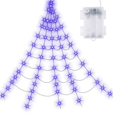 8 Modes Halloween Spider Web Lights Glow Waterproof LED Spider Net Triangle Hanging Scary Giant Spider Party