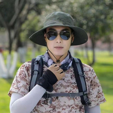 Chapéu de Aba Larga Anti-UV para Sol de Verão, Quepe de Pescador, Protetor Solar para Atividades ao Ar Livre, Pesca, Impermeável, Secagem Rápida, Respirável, Masculino