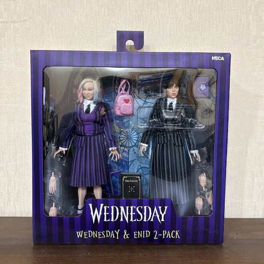 NECA Wednesday - Wednesday Addams and Enid Sinclair (Nevermore Uniforms) 8” Clothed Action Figure 2-Pack Model Doll Garage Kit