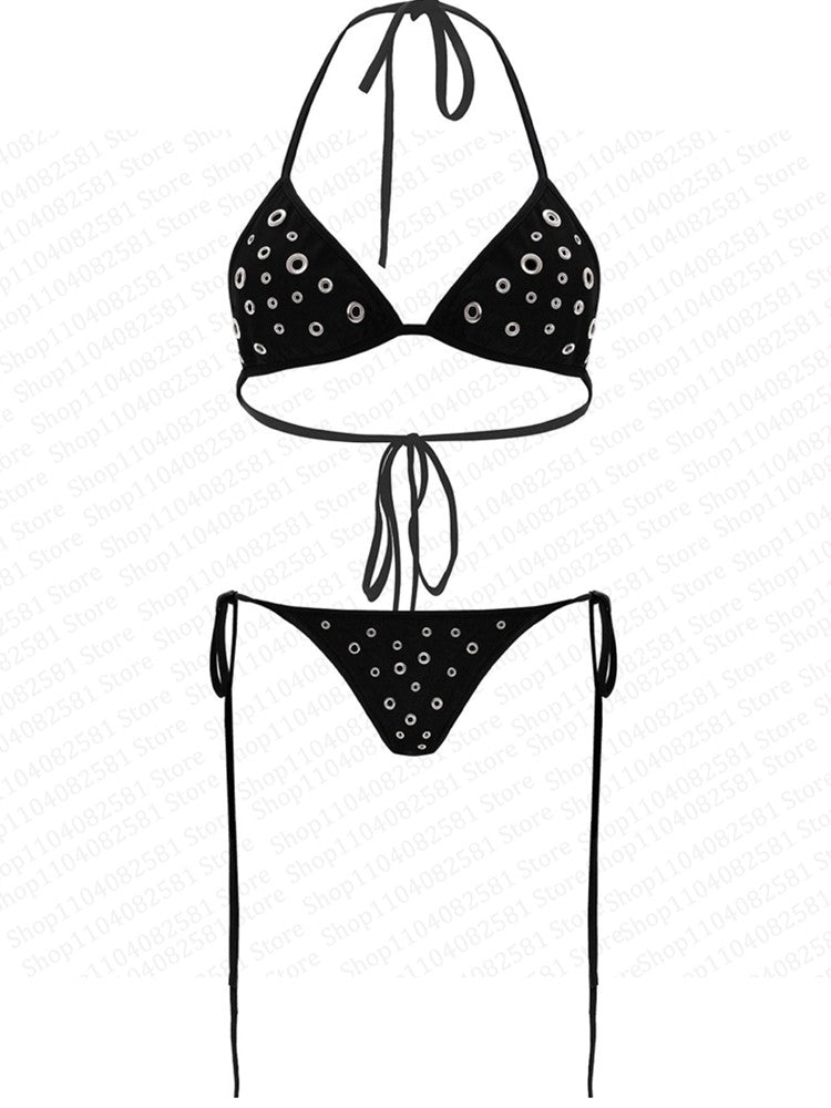 Y2k Gothic tight corset from the 2000s backless sleeveless hot and spicy Emo girl crop top summer bikini set beach vest party