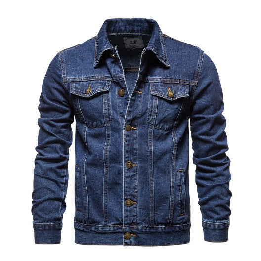 Men Denim Coat Casual Coats Turn Down Collar Full Sleeve Jackets Single Breasted Regular Pocket Button Jacket Splice Autumn