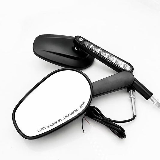 8MM Motorcycle Muscle Rear View Mirrors LED Turn Signals For Harley VRSCF V-Rod 2009-2017 2016 2015 2014 1 Pair Black/Silver