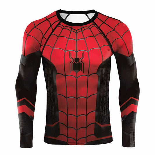 Mens Compression Shirts Long Sleeve Comics Spider Cosplay T-Shirt Superhero Tops Elastic Fitness Sportwear Halloween Clothes