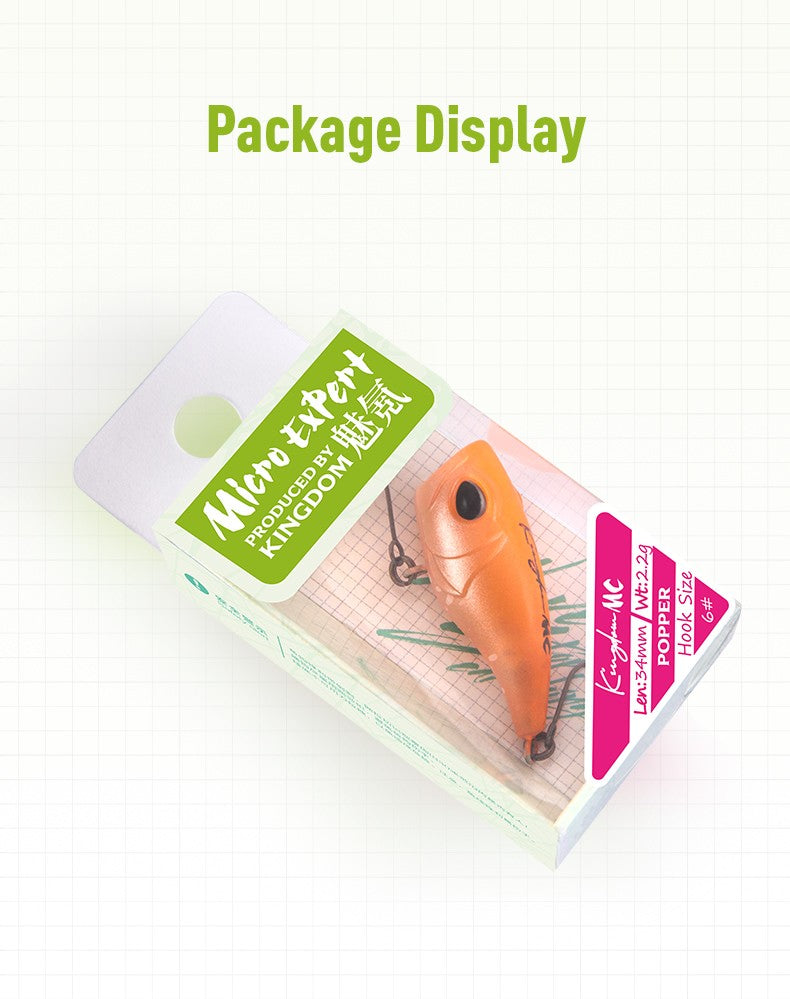 Isca Artificial Kingdom Micro Expert Topwater Popper 1.5g 2.2g 27mm 34mm Flutuante Rígida Wobblers Pesca Riacho Truta Baixo