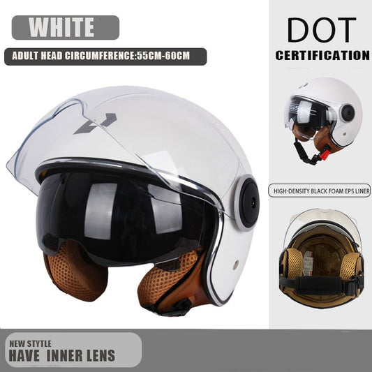 DOT certification Protective helmet Dual Lens Vintage Helmets Four Seasons Racing Half Helmet