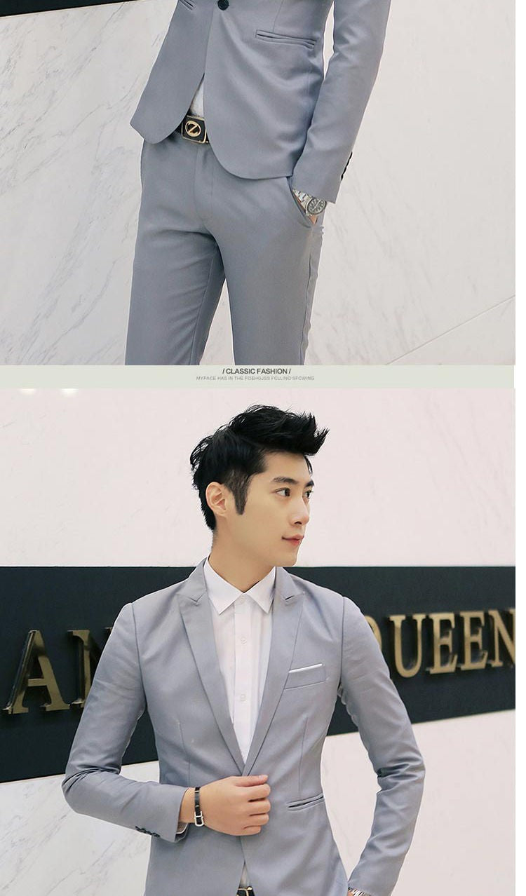 Summer Men's Casual Suit Fashion Business Office Trendy Non-ironing Anti-wrinkle Suit Jacket Solid Color Slim Fit Men's Suit