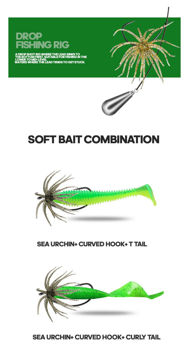 Water Gall Ball Bait Biomimetic Soft Insect Bait Floating Sea Urchin Soft TPE Bait Fake Bait Sea Fishing Black Pit Wild Fishing