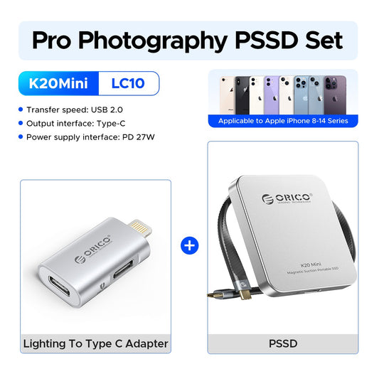 ORICO K20Mini Magnetic External SSD for iPhone 17 16 Pro/Max ProRes 2000MB/s 4K ProRes HDR Record and Store Portable Solid State