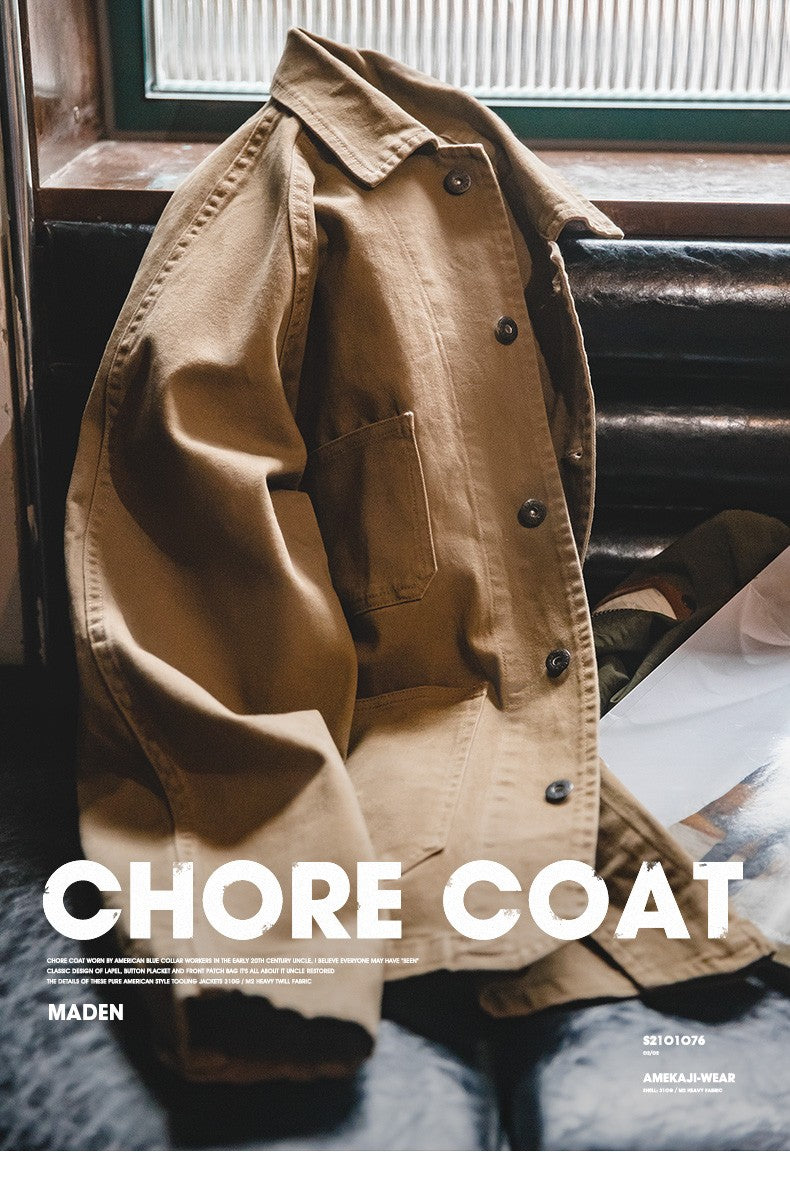 Maden Amekaji Jacket Men's American Casual Vintage 4 Pockets Jackets Outdoor Cotton Lapel Coats Uncle Fu Retro Fashion Outwear