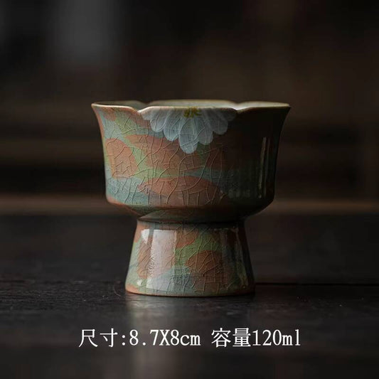 Bandeja de Frutas Crisântemo com Esmalte Craquelado Pintada à Mão Pratos Tigela Alta Chinesa Pratos Boutique para Servir Alimentos Ornamentos 120ml