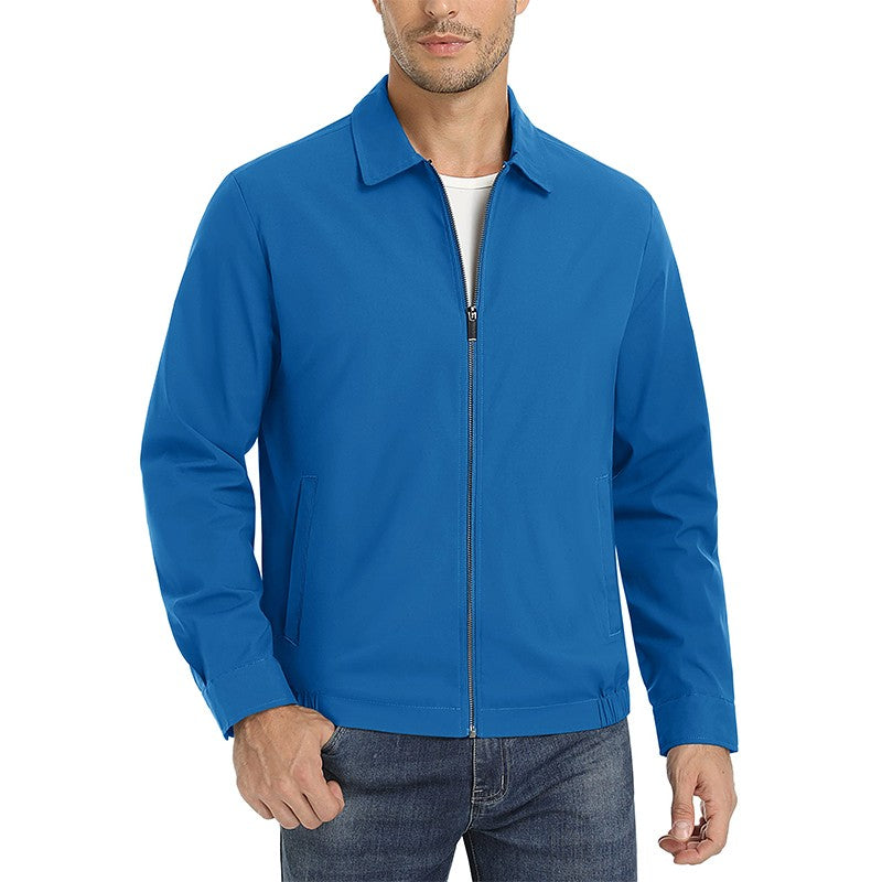 MAGCOMSEN Men's Zip-Front Golf Jacket Spring Summer Casual Jacket Solid Color Turn-down Collar Outerwear Hiking Fishing Travel