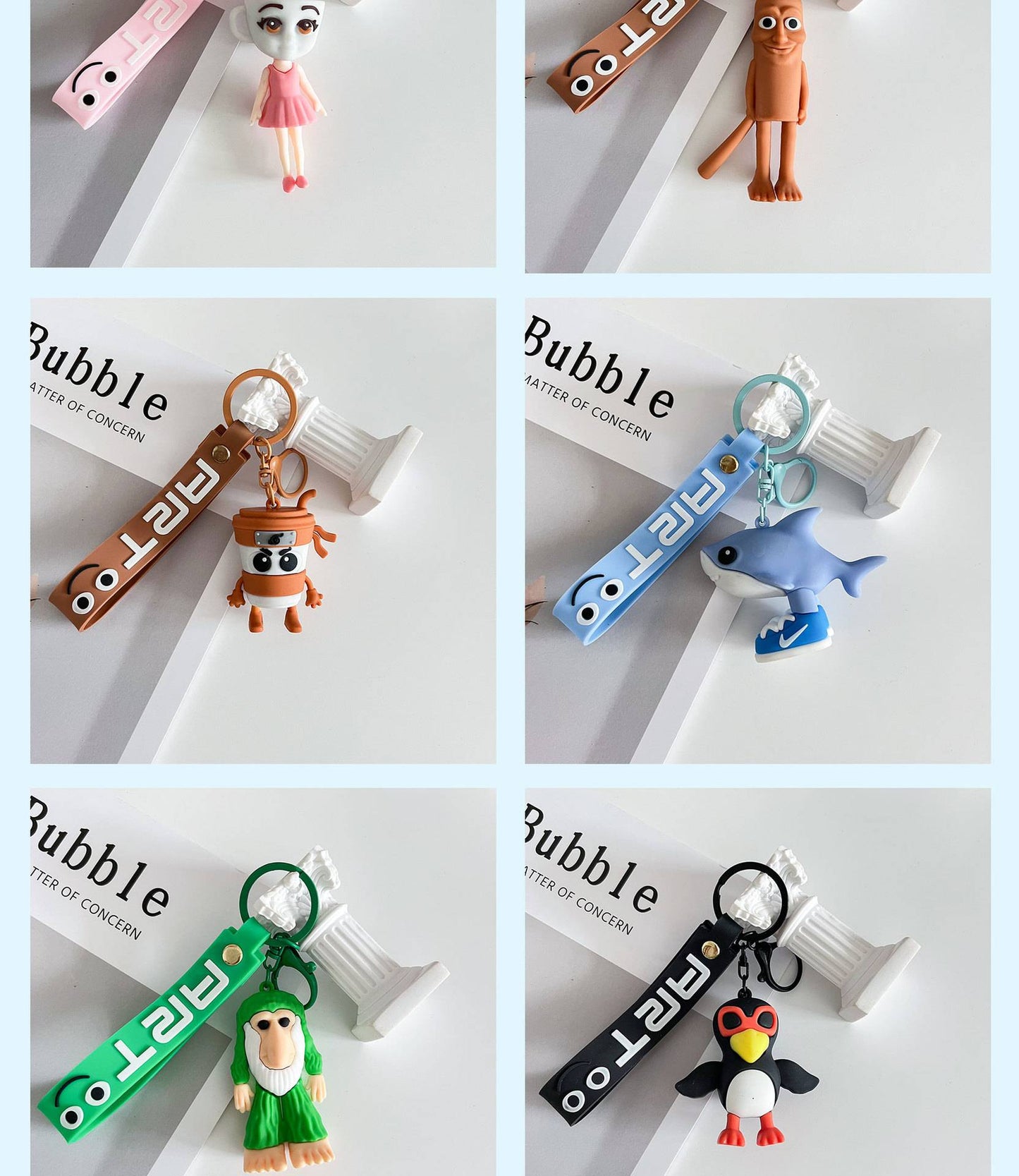 Italian Brainrot Keychain Accessories, Tungtungsahur Whimsical Abstract Mirage Creature Designs Bag Charm