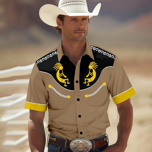 Floral western style Tribal Hawaiian shirts 3D Print Men's Summer Loose Beach Oversize Short-sleeved Top Men's Shirts For boy