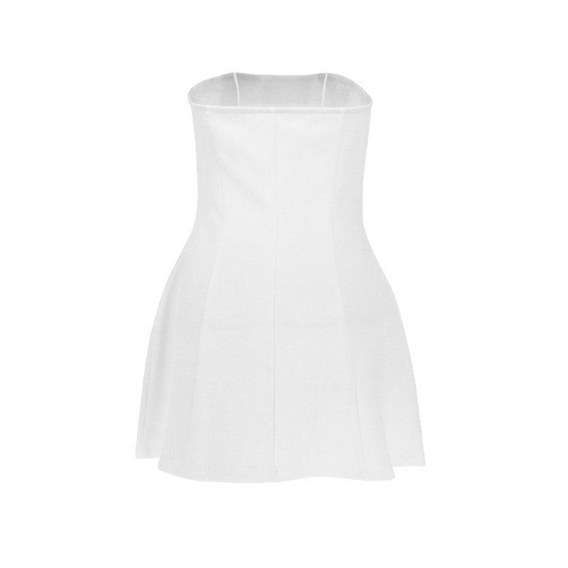 Sexy A-Line Dress Women's Summer New Solid Sexy Sleeveless Off Shoulder Bodycon