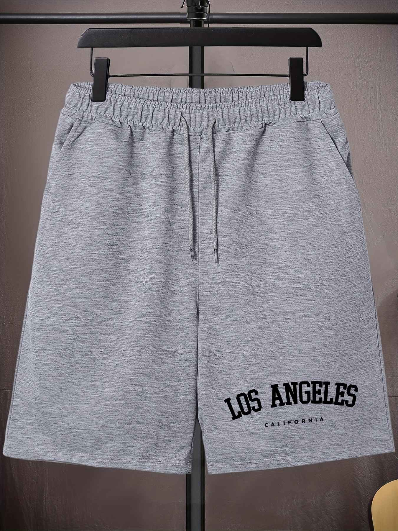 Los Angeles' Print Men's Loose Large Drawstring Casual Minimalist Shorts  Streettshirt Individual Casual Clothes