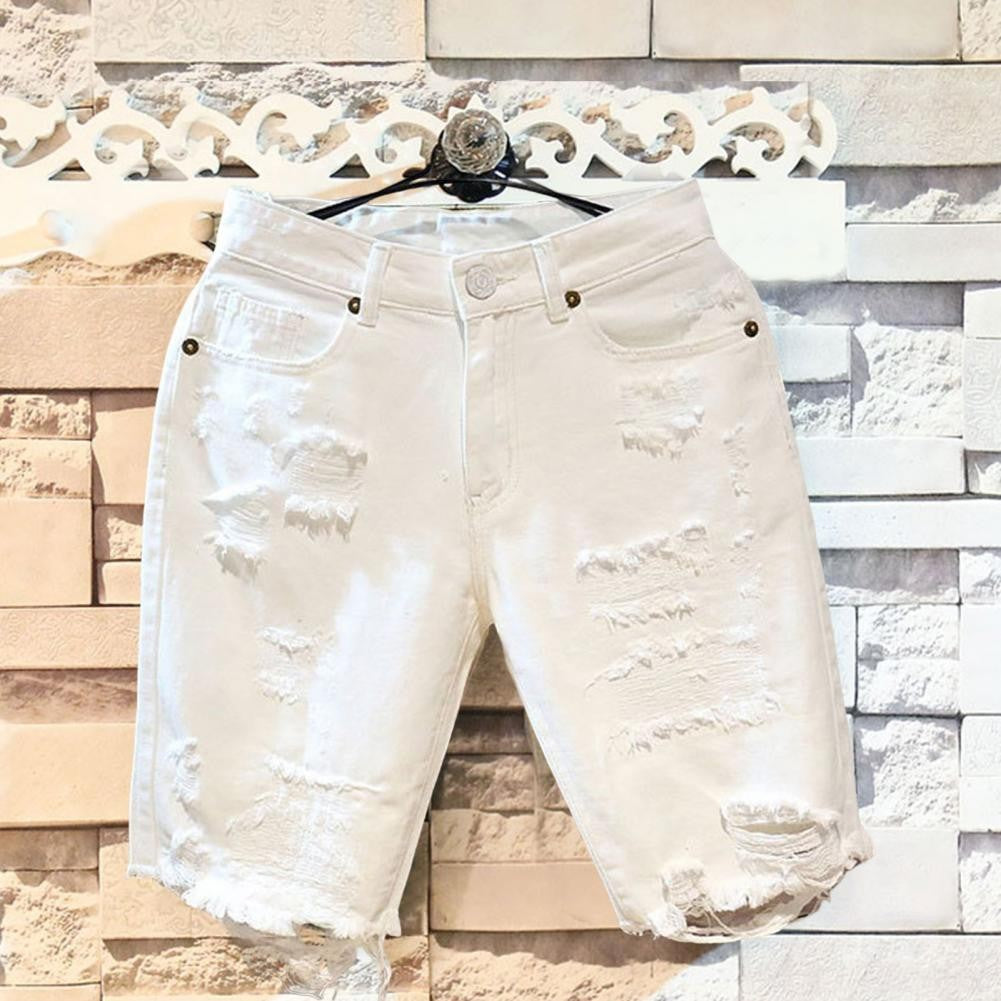 Multi Pockets Denim Match Top Button Zipper Closure Men Summer Short Jeans Men Summer Shorts Men Garment