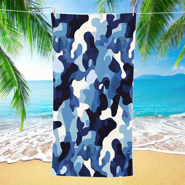 Blue Camo Bath Towel - Stylish Camouflage Design,Soft Absorbent,Perfect for Summer Adventures,Adds Cool Vibes to Your Beach Days