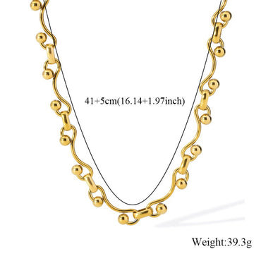 GANEMLY 316L Stainless Steel Metal Gold Color Beads Chain Necklace Bracelet Set For Women Trendy Chains Waterproof Jewelry New