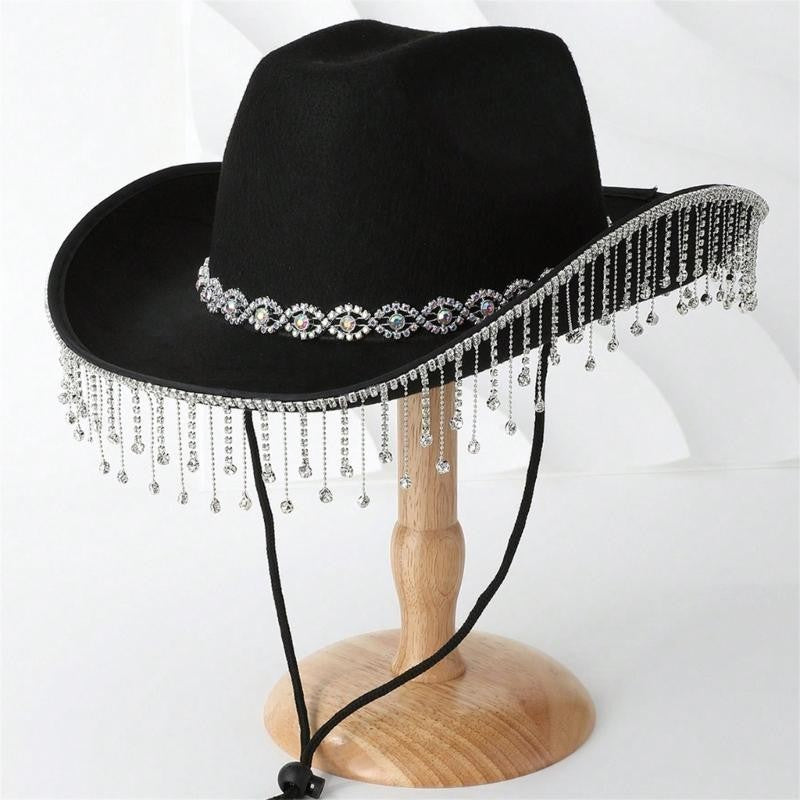 31BB Adjustable Denims Hat Delicate Rhinestones Hat Various Colorful Hat Beautiful for Unisex Casual Wear