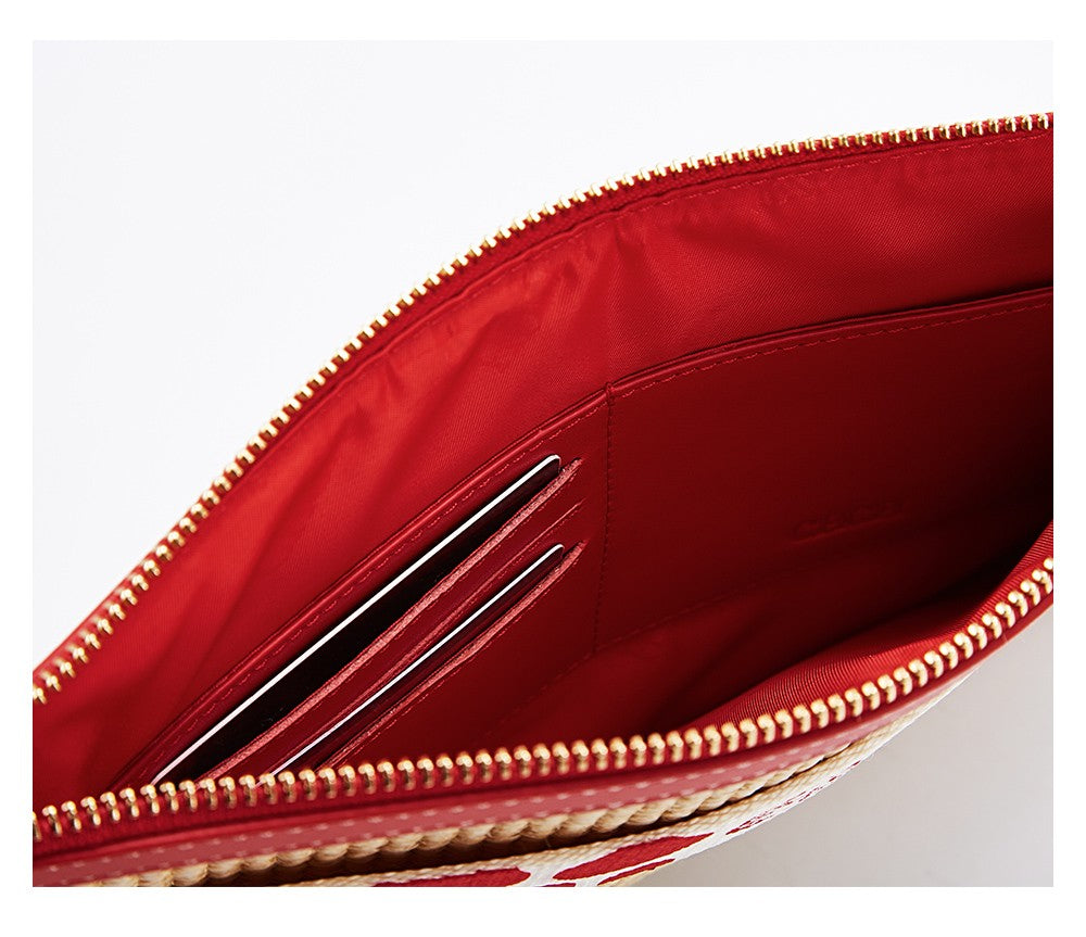 CHCH Handmade Woven Clutch Bag Ribbon Embellished Niche Style Clutch Bag