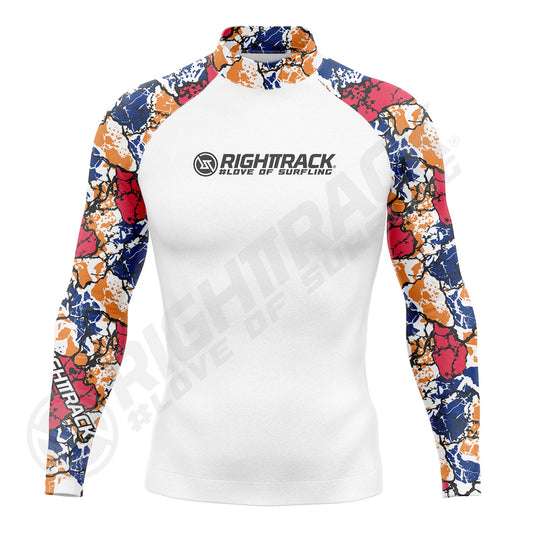 New Men's Surfing Shirt Spray Camo Lycra Rashguard RIGHTTRACK Surf Sportswear Beach UV Swimwear UPF50+ Clothes