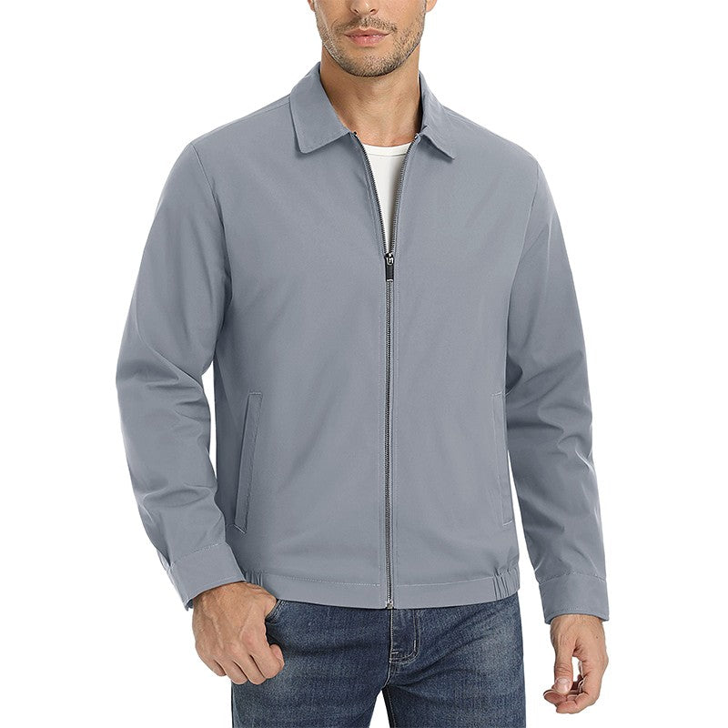 MAGCOMSEN Men's Zip-Front Golf Jacket Spring Summer Casual Jacket Solid Color Turn-down Collar Outerwear Hiking Fishing Travel