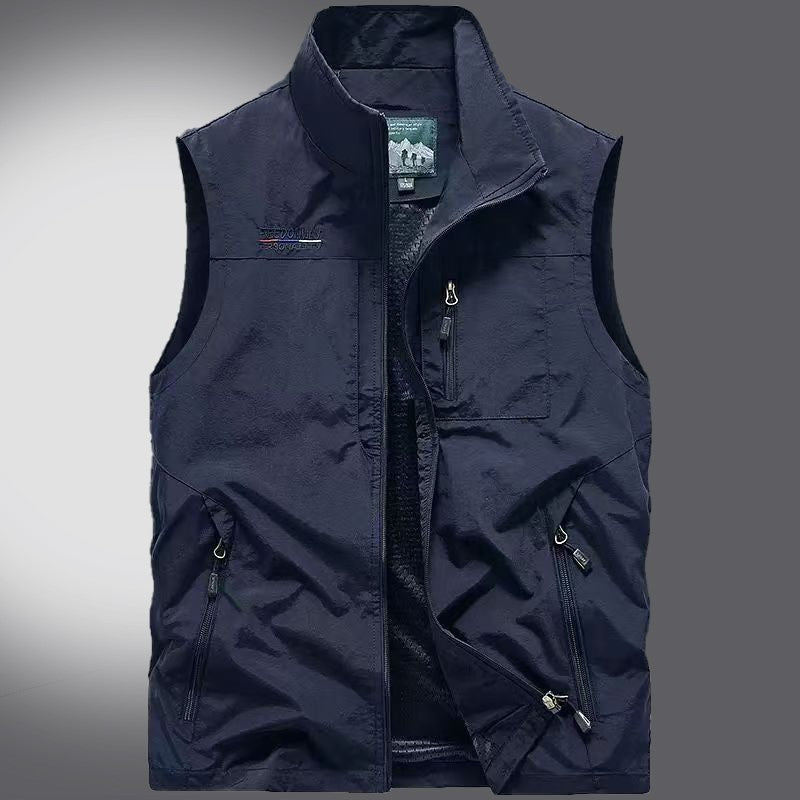 Colete Masculino Esportivo e Moderno, de Couro, para Lazer ao Ar Livre, de Alta Qualidade, Pesca, Corta-Vento, Quente, Confortável e Versátil, Respirável