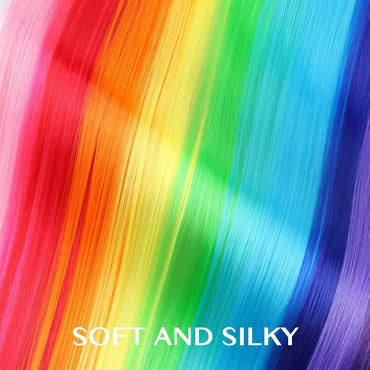 22 inch Colored Hair Extensions Straight Hairpiece, Colorful Hair Extensions Party Highlights Clip in Long Synthetic Hair Extens
