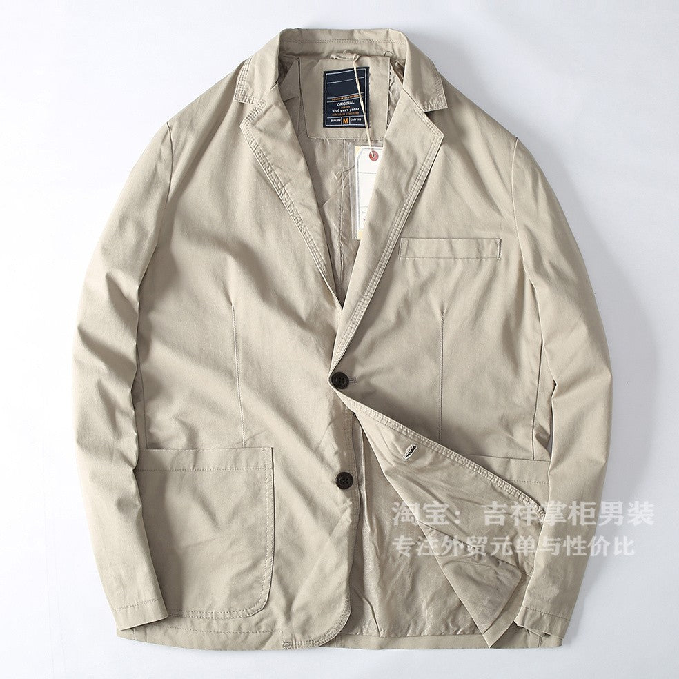 Turkey High Quality 100% Cotton Yarn Washed Breathable Autumn Men's Casual Blazer Suit Light Versatile Suit Coats Citboys Cool