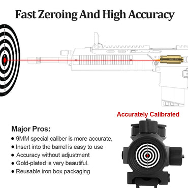 9MM Óptica Cartucho Laser Red Dot de Alinhamento Latão 9MM Alinhador de Mira Para Pistola Rifle Acessórios de Caça 6 Bate
