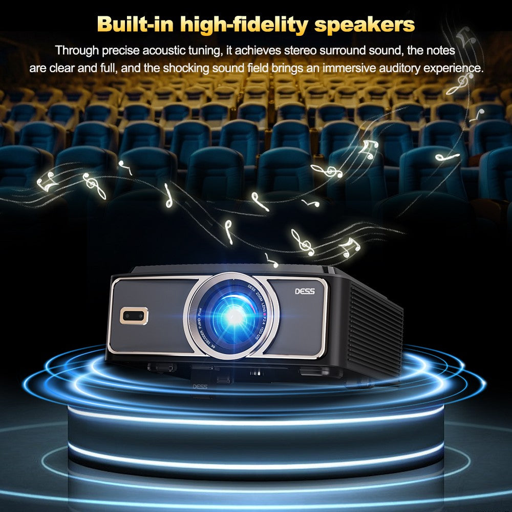 Projetor DESS 1080P Full HD Novo Projetor LED 4K Dual WiFi Android Smart TV Projetor para Home Theater e Conferência Google Assistant
