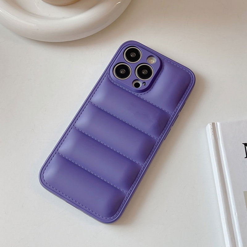Luxury Down Jacket fine hole silicon case for iPhone 16 15 14 13 12 11 XR XS Pro Max Plus soft protection phone cover for winter