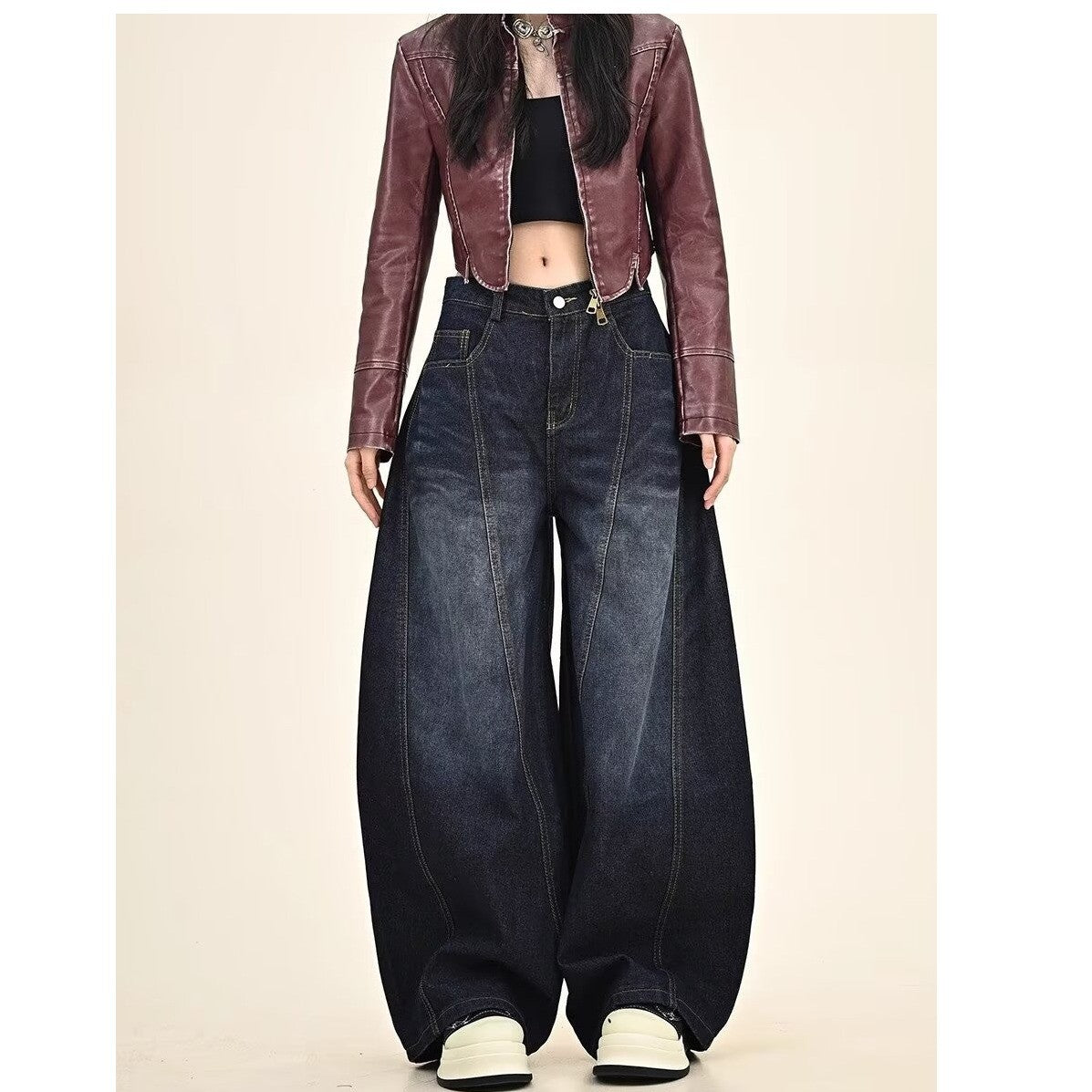 Embroidery pattern American hip-hop style women's jeans vintage loose-fitting long pants Y2K street style wide-leg unisex jeans