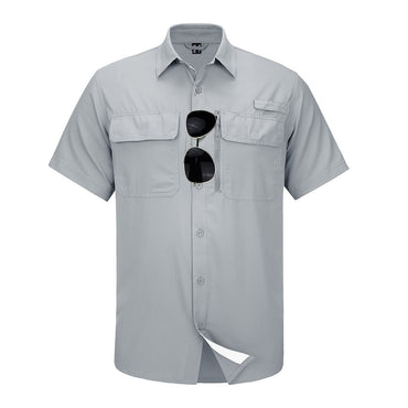 MAGCOMSEN Mesh Breathable Shirt Men's Quick Dry Button Short Sleeves UPF 50+ Sun Protection Hiking Fishing Work Cargo Shirts