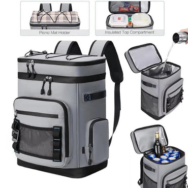 Waterproof Insulated Cooler Backpack 30L Large Capacity Lunch Food Box Durable Camping Fishing Pack Outdoor Travel Picnic Bag