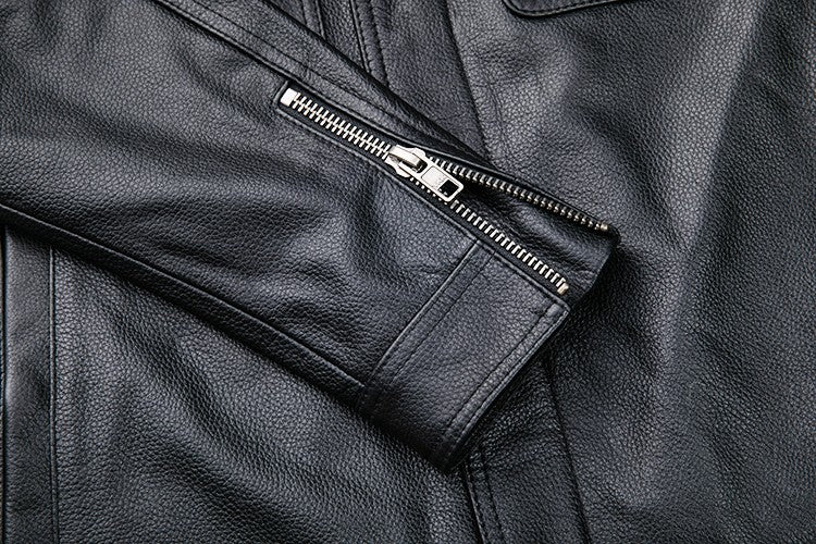 Wholesales.100% Genuine Leather jacket.Classic casual black Men cowhide clothes.quality plus size leather coat.Father's gift