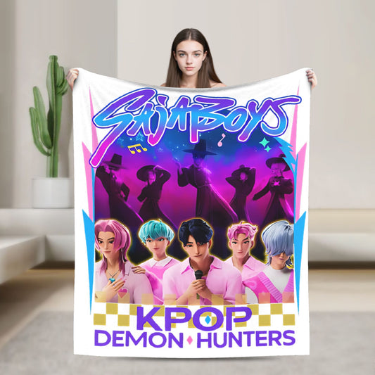 Kpop Demon Hunters Zoey Huntrix Flannel Blankets Awesome Throw Blanket for Home Hotel Sofa 125*100cm Quilt