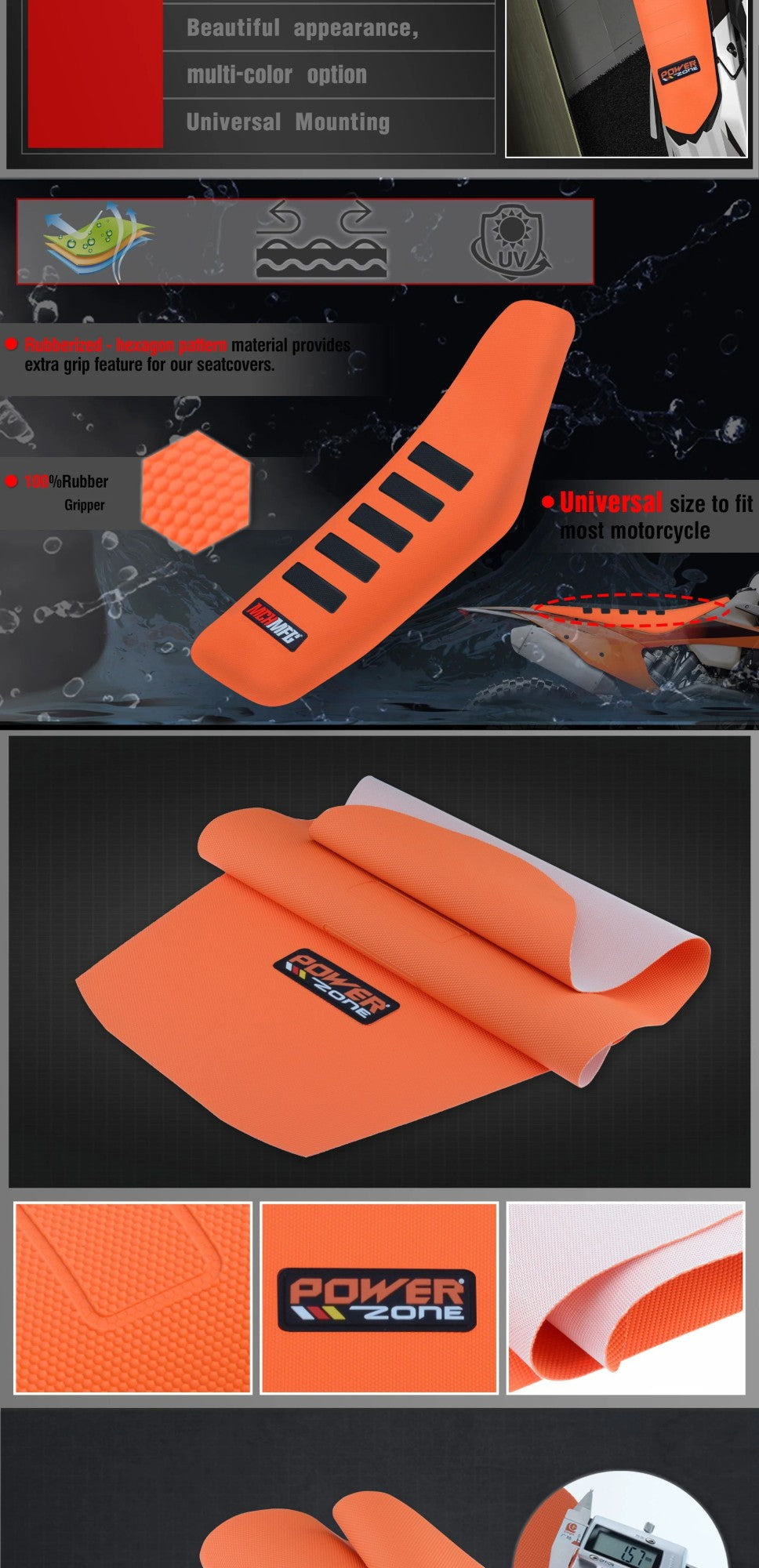 Capa de Banco Powerzone Rib Canelada com Aderência em Conjunto Impermeável Antiderrapante Proteção Aplicável a SXF EXC KXF CRF YZF WR TC TE