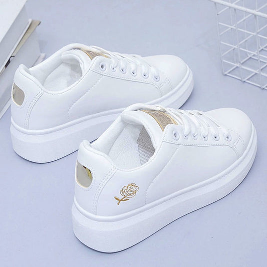 2024 Spring and Summer New Women's Shoes Leather Ventilated Sports Style Casual Shoes Board Shoes Small White Shoes INS Low Top