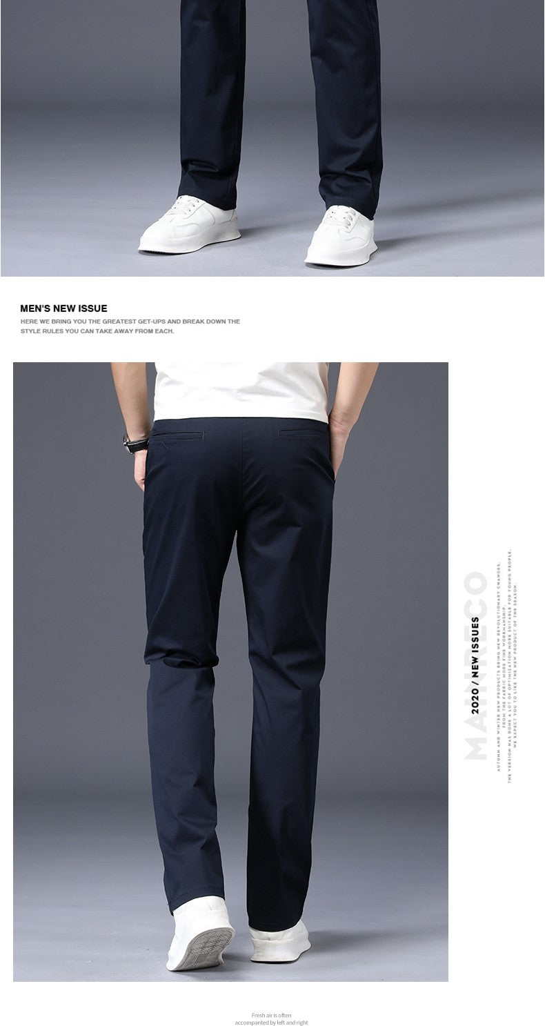 Mens Pants Cotton Casual Stretch male trousers man long Straight High Quality 4 color Plus size pant suit 42 44 46