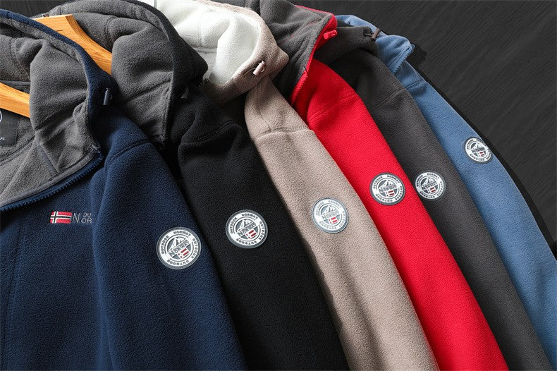 2024 Brand Winter Fleece Jacket Men's Casual Thickened Wool Jacket high quality Design Warm Fashion Hooded Coat Outdoor Ski Suit