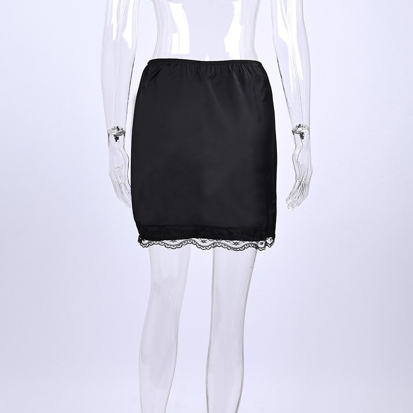 Linad Elegant Satin Embroidery Pencil Skirts Summer Sexy High Waist Split Mini S