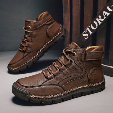 Men's Hand-stitched Boots Plus-size Casual Shoes Comfortable Soft Ankle Boots Outdoor Non-slip Wear Boots