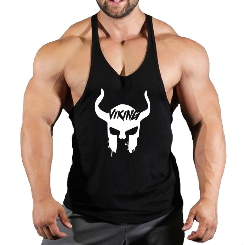 Skull Strong Print Clothing Bodybuilding Cotton Gym Tank Tops Men Sleeveless Und